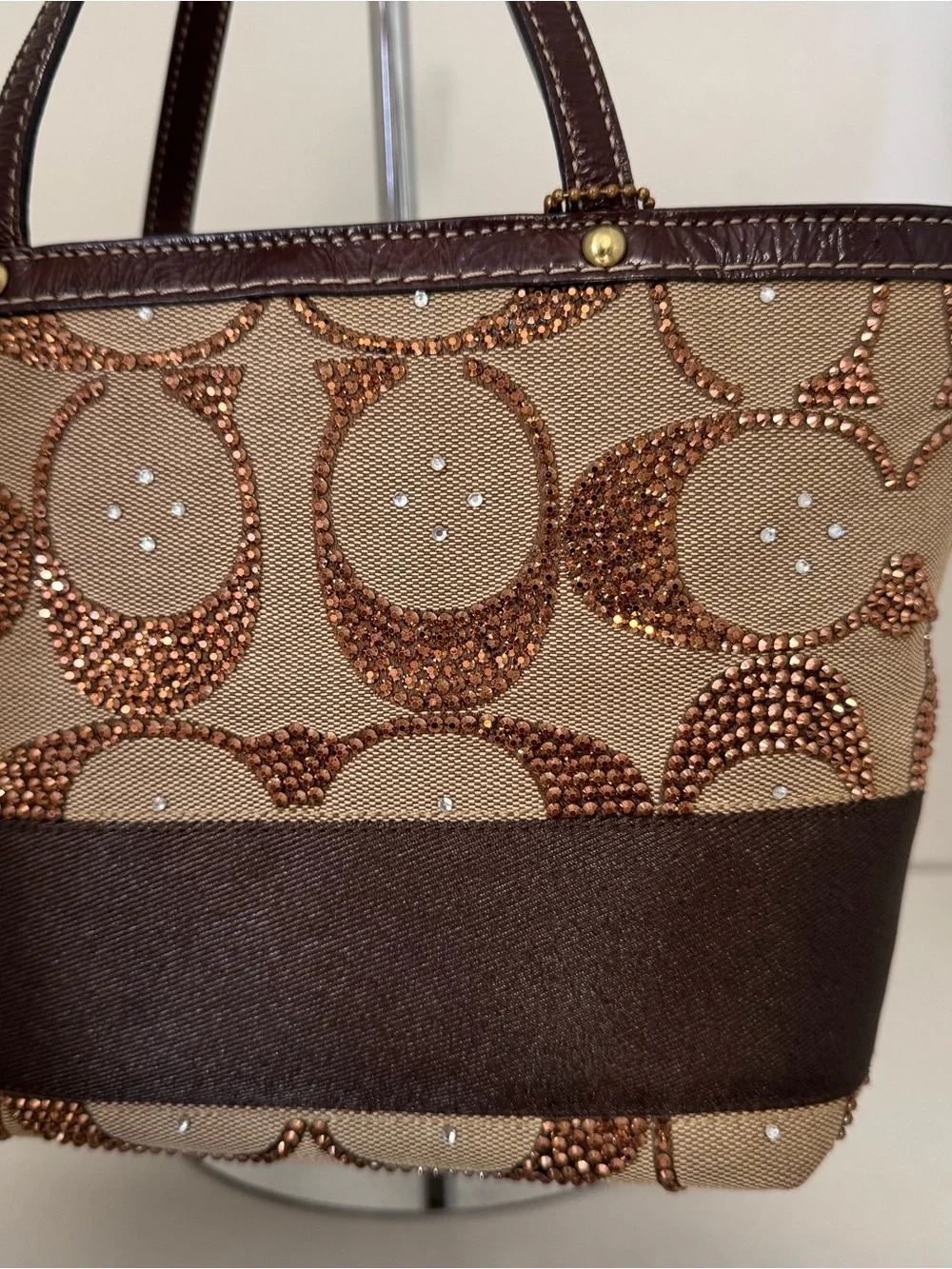 Custom vintage Coach Signature Hand-Rhinestoned Sequin mini Bag –One of a Kind ✨